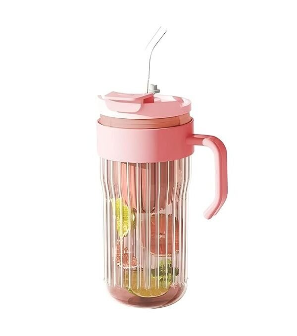 Lemon Straw Cup Glass Bottle