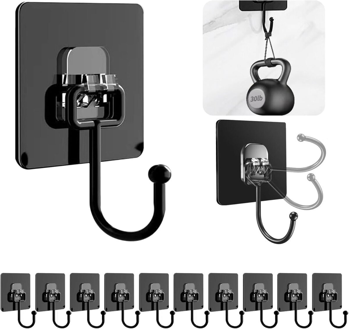 7 X 7 Black Large Hook - Image 1