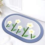 Flower Design Round Bathroom Mat