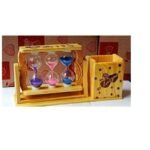 Triple Sand Timer With Wooden Pen Stand
